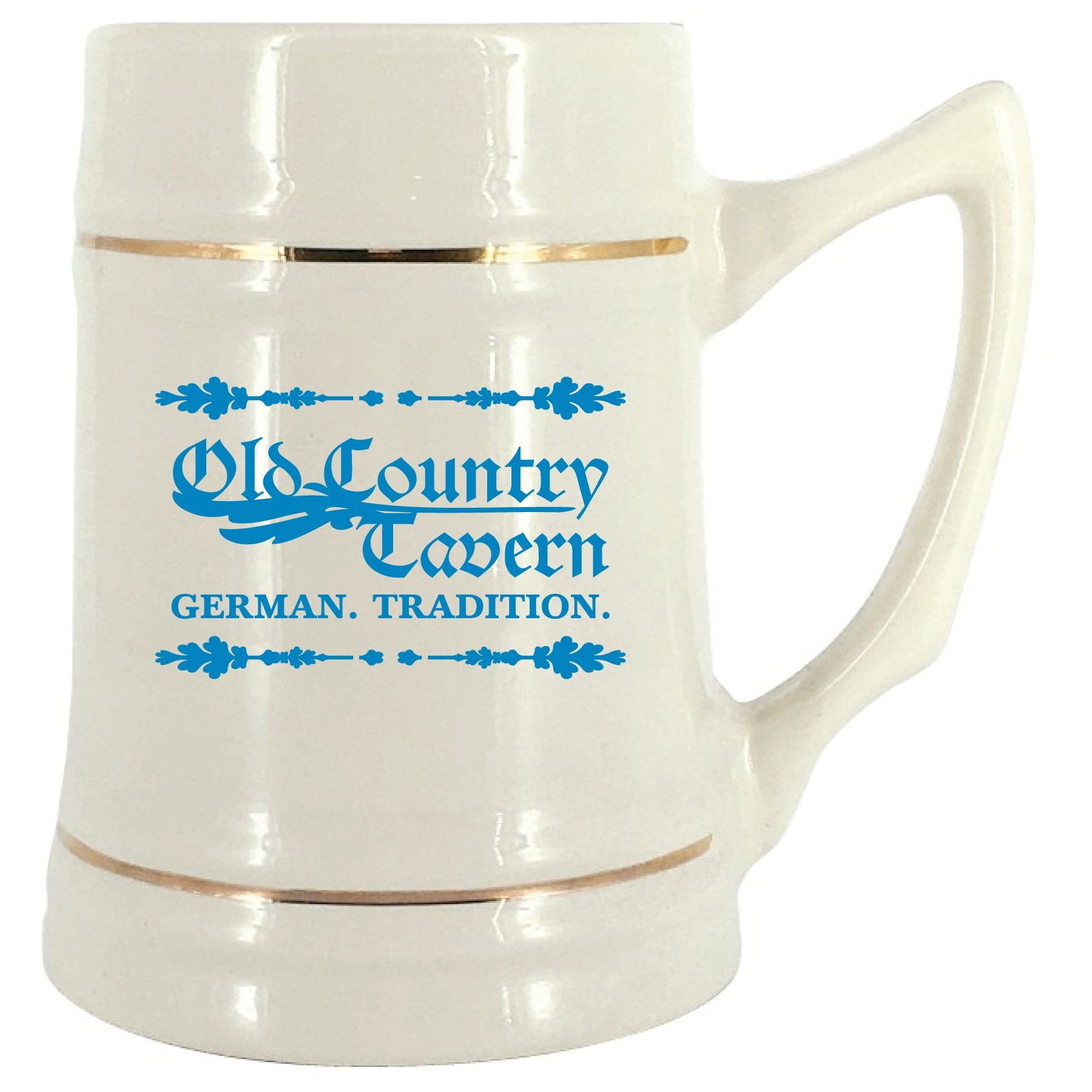 The Ceramic Stein Mug 24oz Natural With Gold Bands